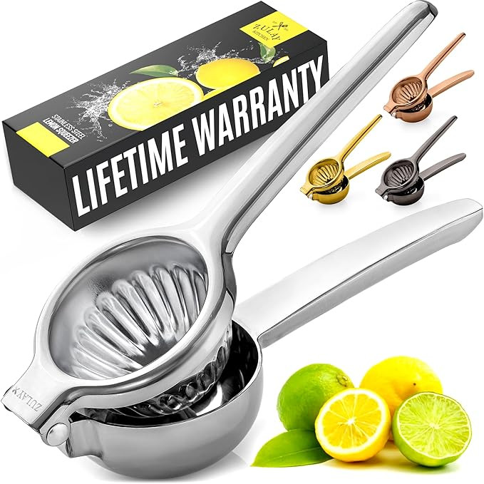 Zulay Kitchen Lemon Squeezer Stainless Steel - Premium Quality, Heavy Duty Solid Metal Squeezer B... | Amazon (US)