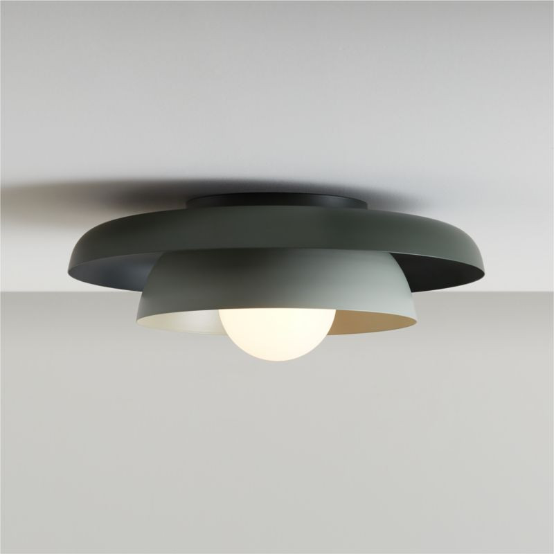 Nello Light Sage and Olive Green Metal Saucer 18" Kids Flush Mount Ceiling Light + Reviews | Crat... | Crate & Barrel