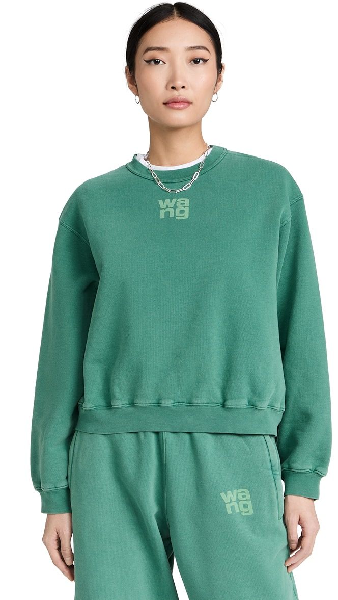Structured Terry Crewneck Sweatshirt with Puff Paint | Shopbop