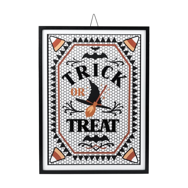 Trick or Treat Framed Wall Art, Multicolor, 14.8" x 20", Halloween by Way To Celebrate | Walmart (US)