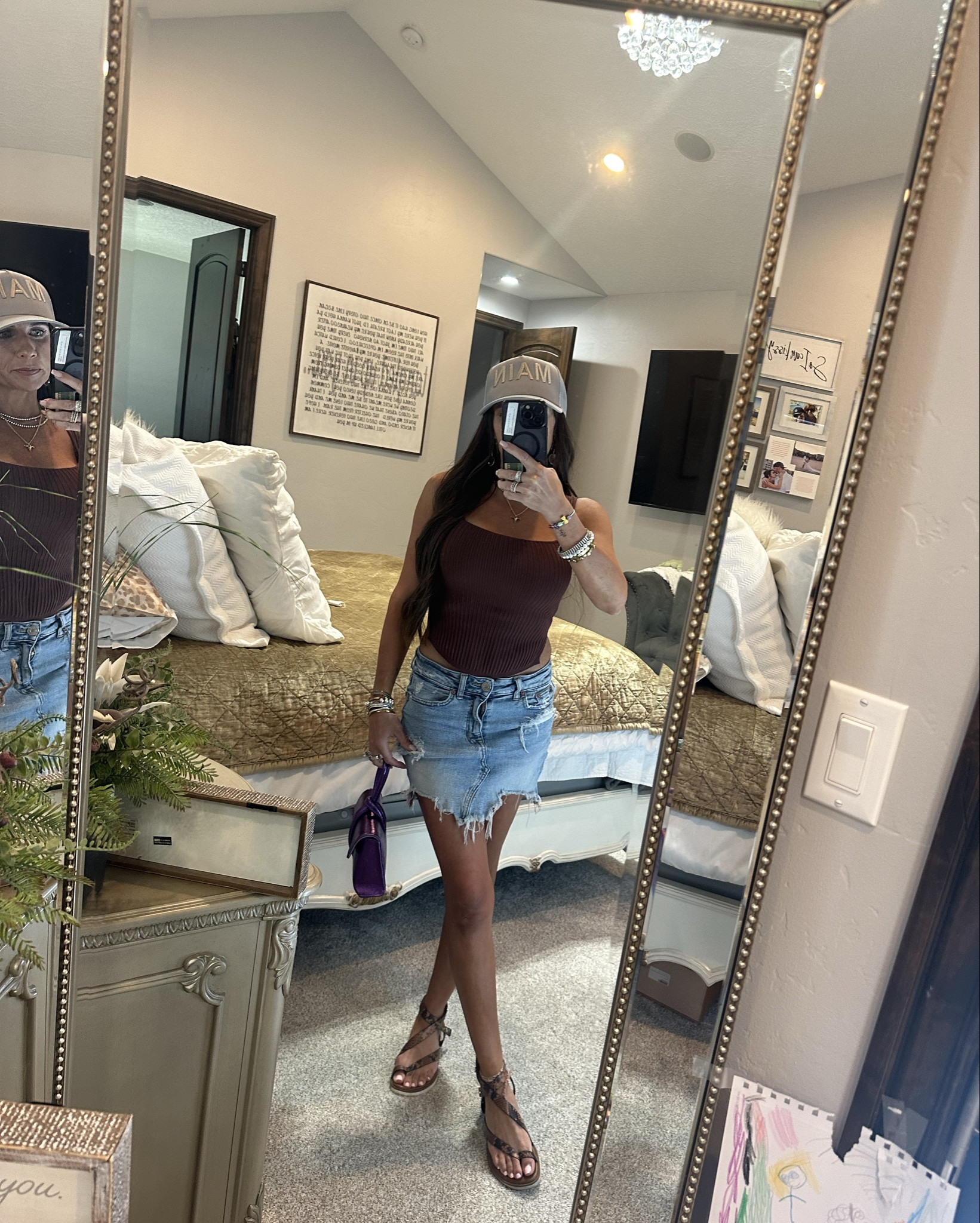 Labor Day Outfit | Jean Skirt | Amazon 💕
Under $50 | Color Handbags | BallCaps 

#LTKFindsUnder50 #LTKSaleAlert #LTKItBag