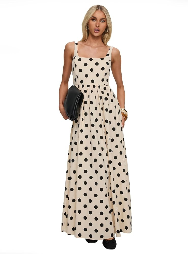 Princess Polly Women's Cartmel Maxi Dress Cream/Polka Dot | Amazon (US)