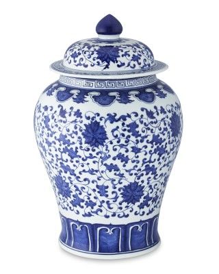Blue & White Ginger Jar with Lid, 16" Urn | Williams-Sonoma