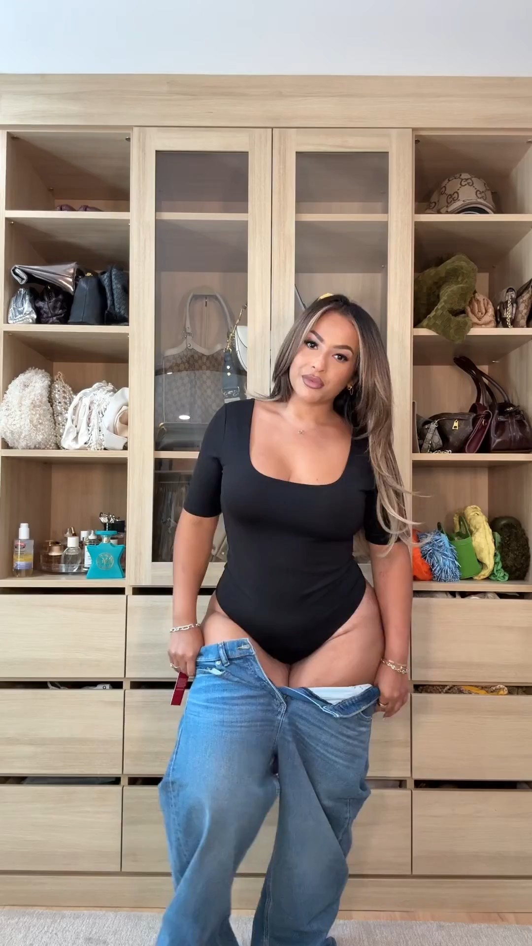 Spanx dropped new shaping jeans for the curvy petite girls and they did not disappoint! Use my code KRISTALXSPANX to save on your order 👏🏽  I’m wearing a size large in the jeans and bodysuit. 

High rise jeans, curvy petite, midsize fashion, jeans outfit, winter style, spring transitional outfit 

#LTKPetite #LTKootd #LTKMidsize