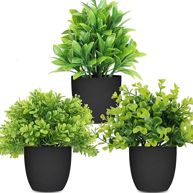 LELEE Artificial Potted Plants Mini Fake Plants, 3 Pack Small Eucalyptus Potted Faux Decorative G... | Amazon (US)