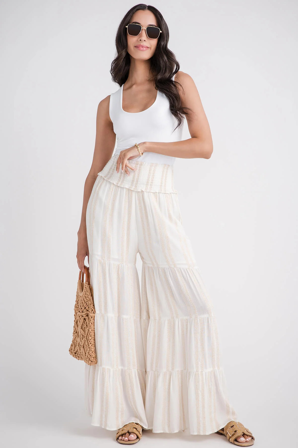 Surf Gypsy Metallic Wideleg Beach Pants | Social Threads