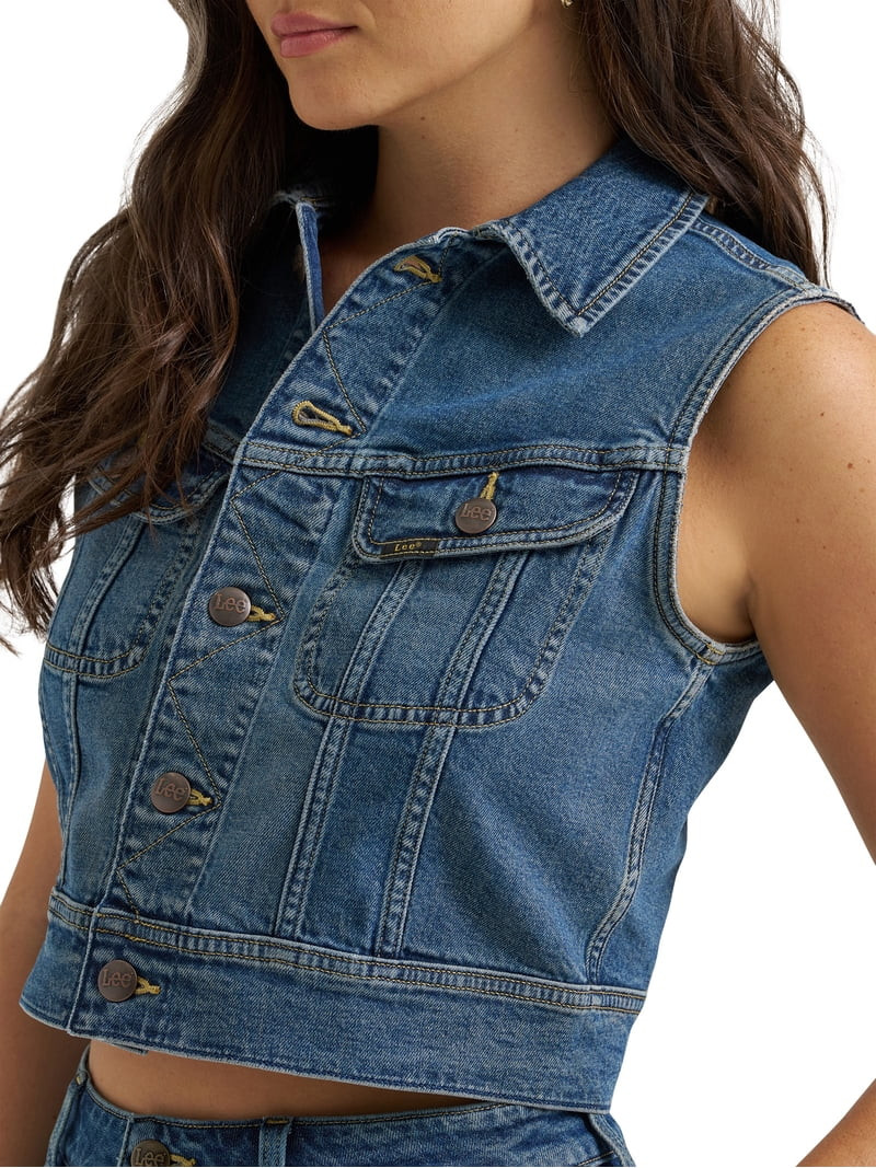 Lee® Women's Heritage Cropped Rider Denim Vest, Sizes XS-XXL | Walmart (US)