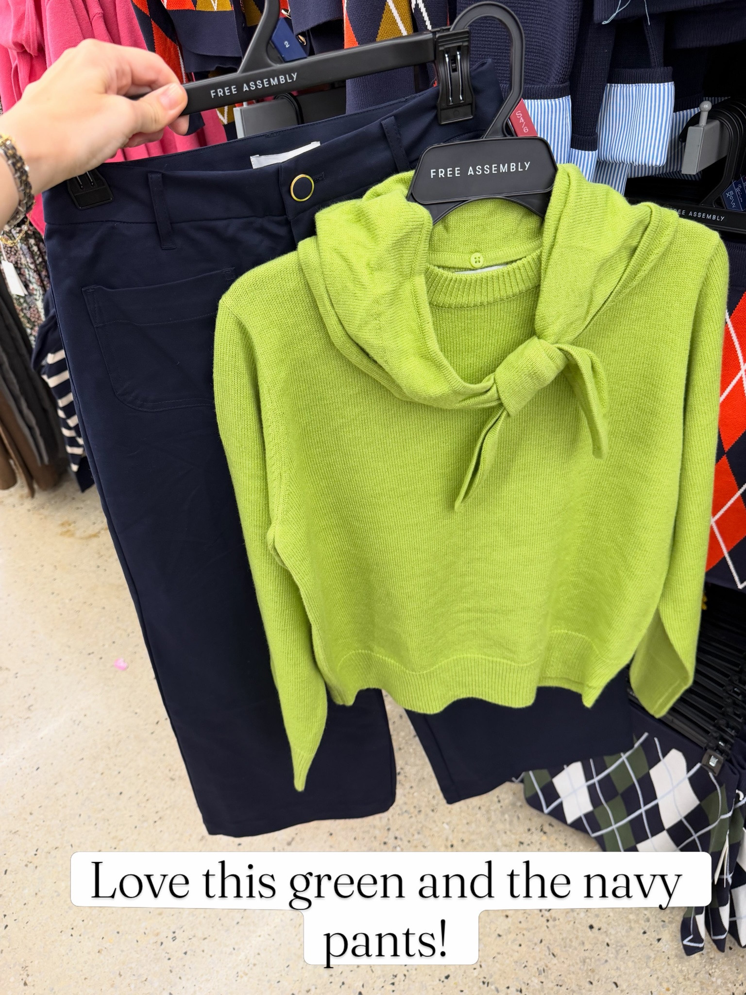 Walmart outfit idea with this tie neck sweater and navy pants #walmartfashion business casual work