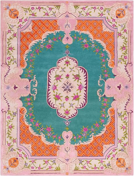 SAFAVIEH Bellagio Collection Area Rug - 10' x 14', Blue & Pink, Handmade Medallion Wool, Ideal fo... | Amazon (US)