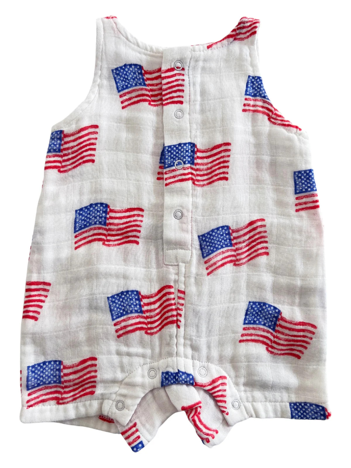 Muslin Shortie Romper, American Flag | SpearmintLOVE