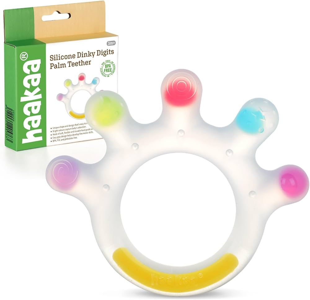 Haakaa Dinky Digits Palm Teether, Baby Teething Toys, Food Grade Silicone Teethers for Babies 0-6... | Amazon (US)
