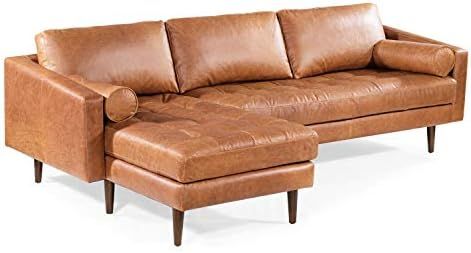 POLY & BARK Napa Left Sectional Sofa in Full-Grain Pure-Aniline Italian Leather, Cognac Tan | Amazon (US)