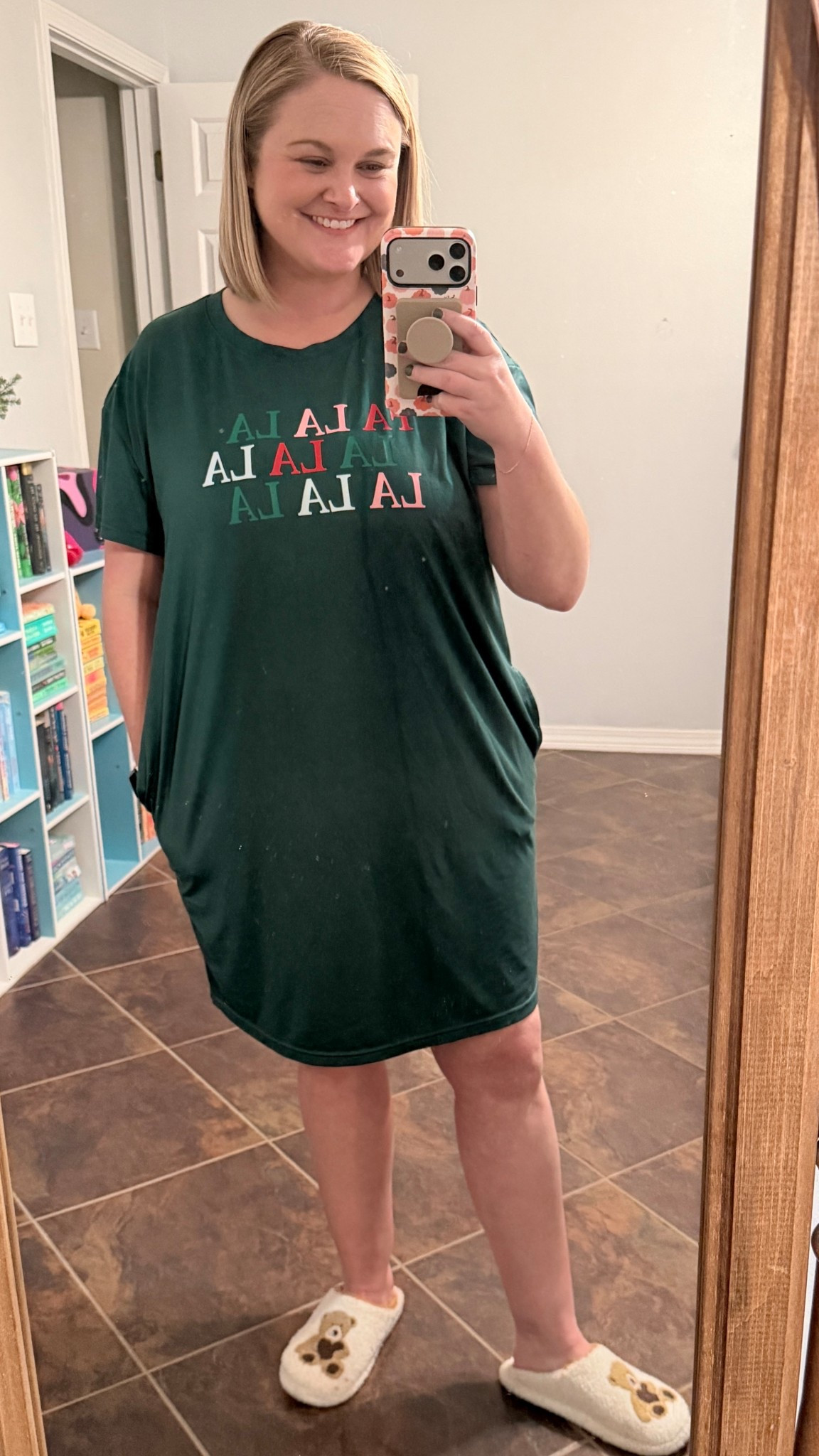 Fa la la la comfy! 🎶
This festive nightshirt and fuzzy slippers are officially my holiday uniform! ❤️💚grew

#LTKSeasonal #LTKmomlife #LTKHoliday