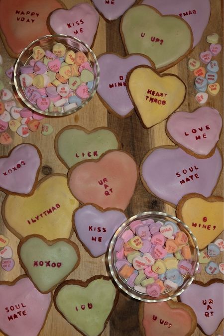 Conversation heart candy cookies | dairy free gluten free and preservative free

Perfect for Valentine’s Day treats or galentine’s day girls night in


#LTKhome
