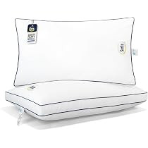 Serta Hotel Collection Bed Pillows King Size Set of 2, 400 Thread Count 100% Cotton Cover, Medium... | Amazon (US)