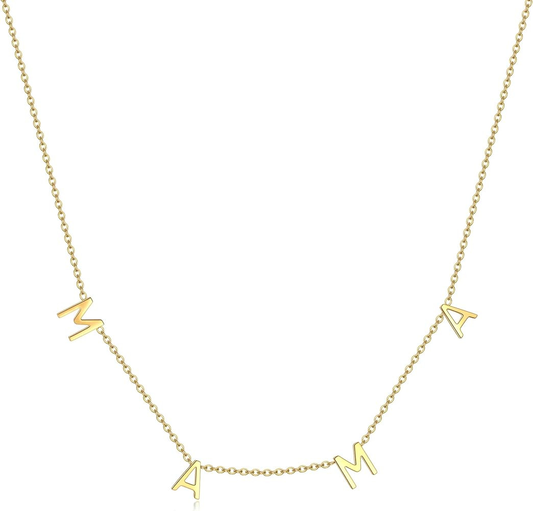 RWQIAN Adjustable Letter Necklace for Women MaMa Necklaces for Women Silver Mom Pendant Necklace Per | Amazon (US)