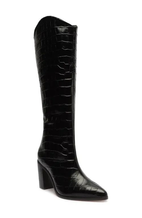 Schutz Maryana Block Pointed Toe Knee High Boot in Black at Nordstrom, Size 10 | Nordstrom