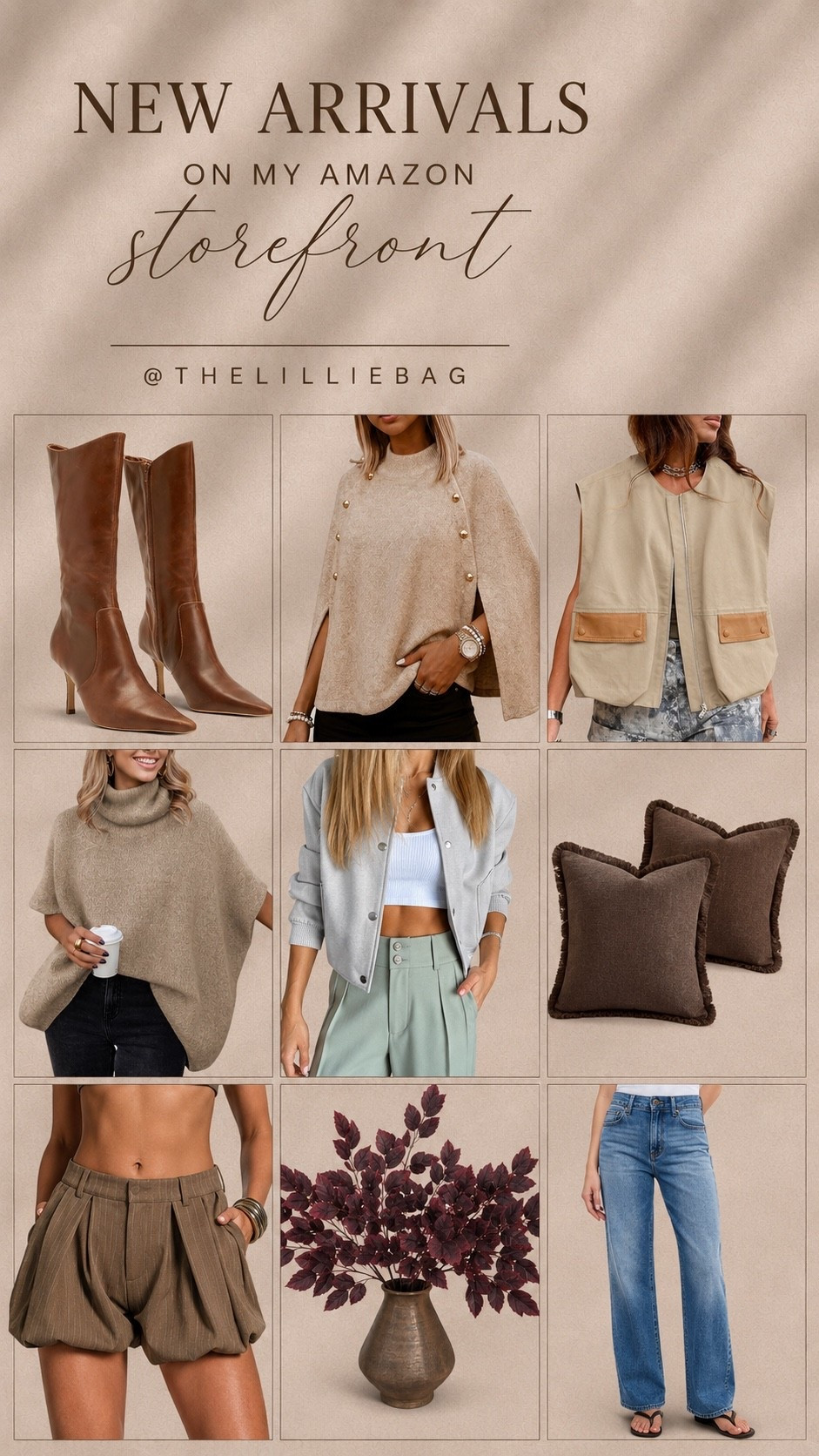 New Amazon arrivals are here 🤎 So many good transitional finds for late summer into fall — cozy layers, trending denim, chic boots, elevated basics + a few home finds mixed in. These are the pieces that make me ready for fall styling!

Shop everything in my Amazon Storefront + LTK ✨

Amazon fashion finds, Amazon new arrivals, fall fashion 2026, Amazon fall fashion, women’s fall outfits, fall outfit ideas, transitional outfits, Amazon sweaters, fall boots, wide leg jeans, fall home decor, neutral home decor, affordable fashion finds, trending Amazon finds

#LTKootd #LTKSeasonal