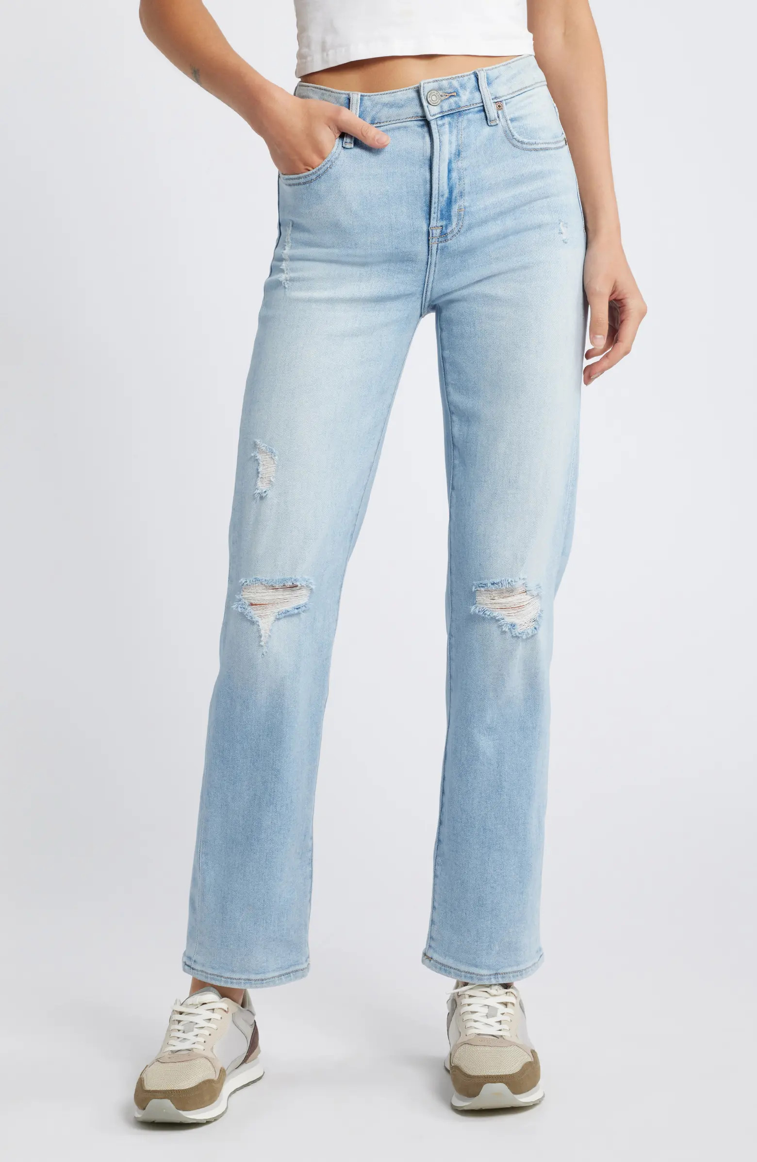 HIDDEN JEANS Ripped Straight Leg Jeans | Nordstrom | Nordstrom