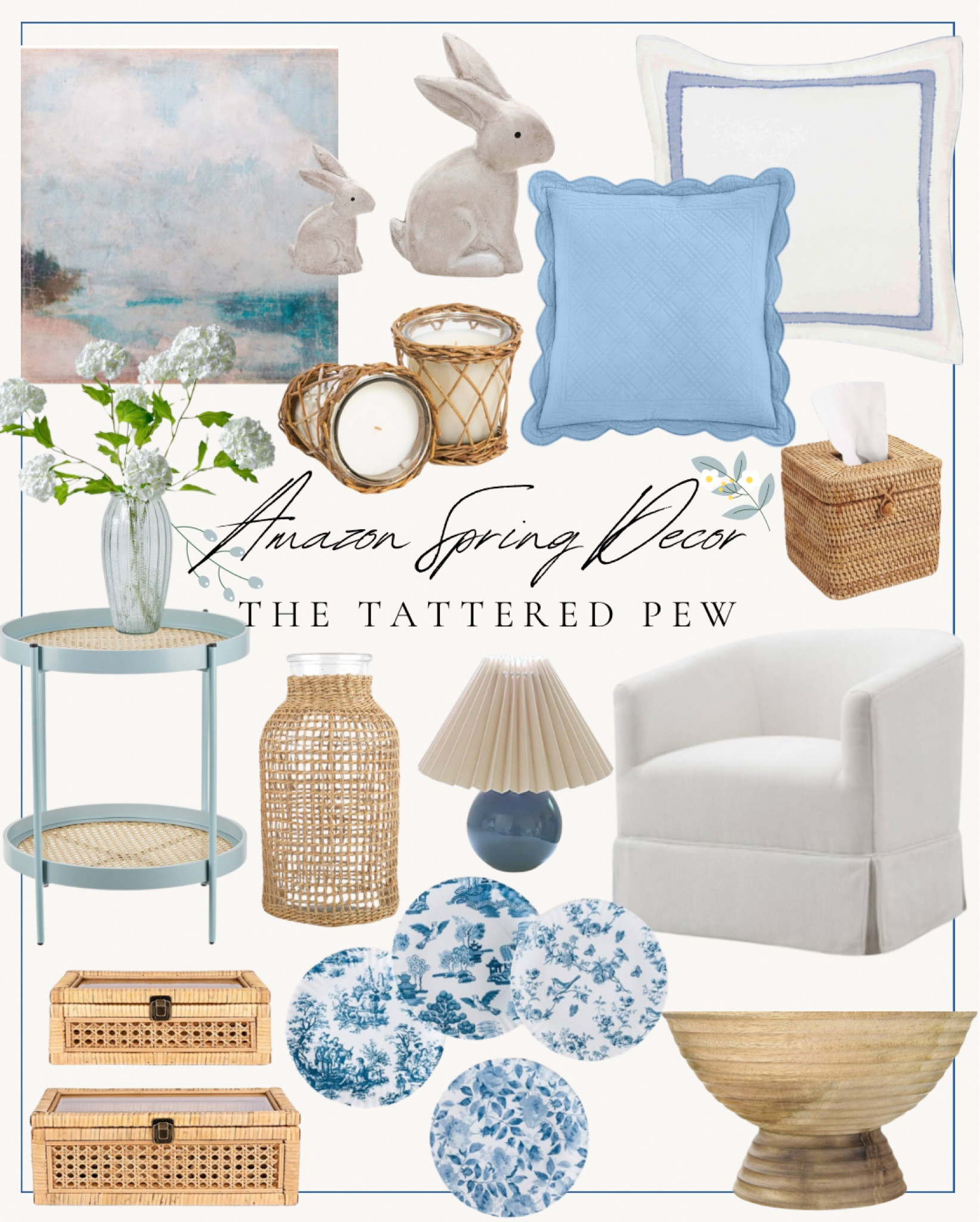 Spring home decor finds from Amazon! 


Blue and white decor, bunny spring decor, wood pedestal bowl, spring bedding, spring florals, rattan display boxes, spring wall art  

#LTKSeasonal #LTKhome #LTKSpringSale