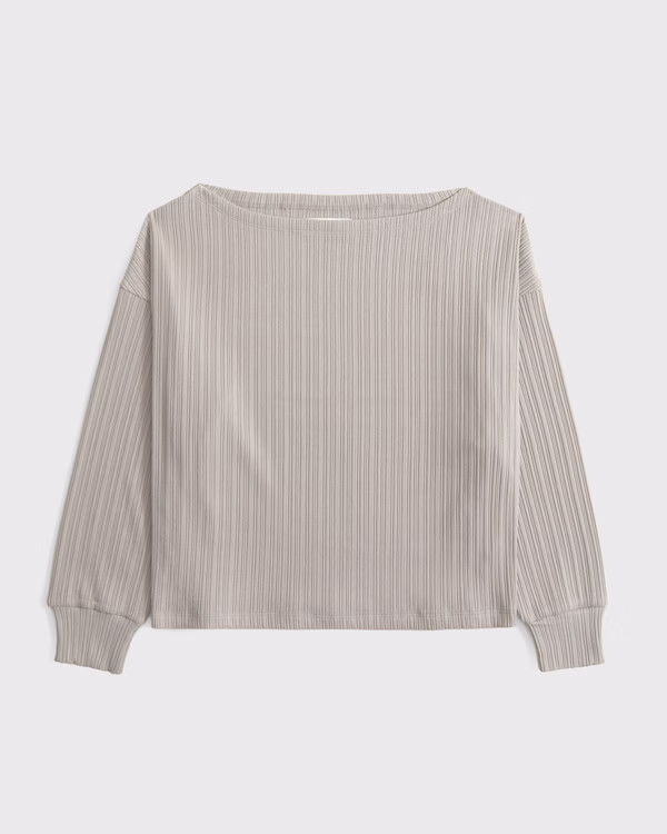 Women's Long-Sleeve Lounge Wide Rib Slash Top | Women's Sleepwear & Loungewear | Abercrombie.com | Abercrombie & Fitch (US)