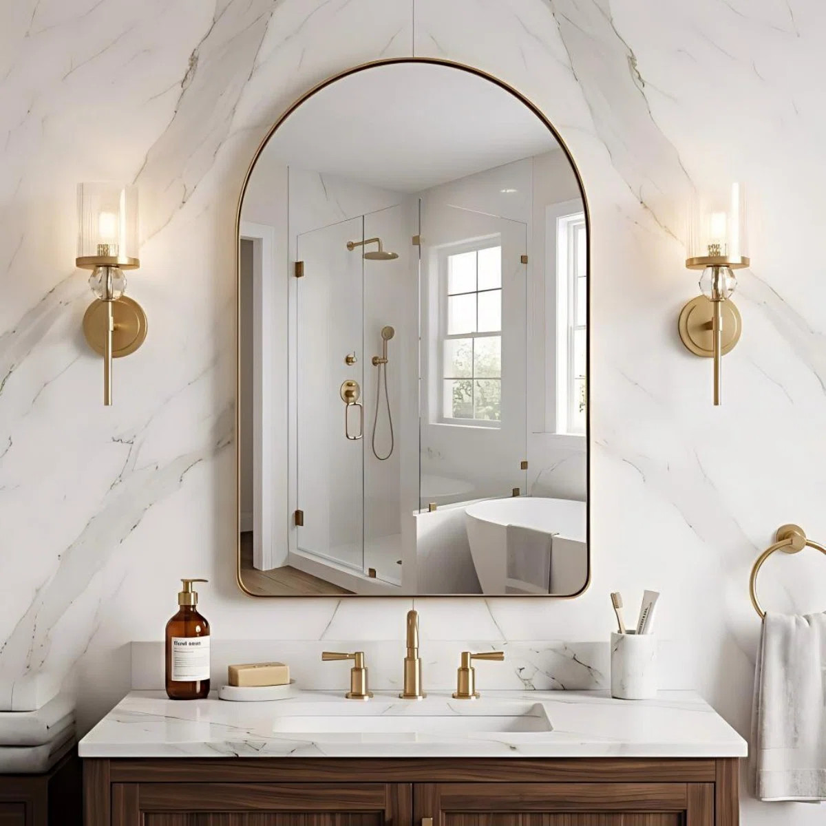 Elegant Arched Bathroom Vanity Mirror – Premium Stainless Steel Frame | Wayfair North America