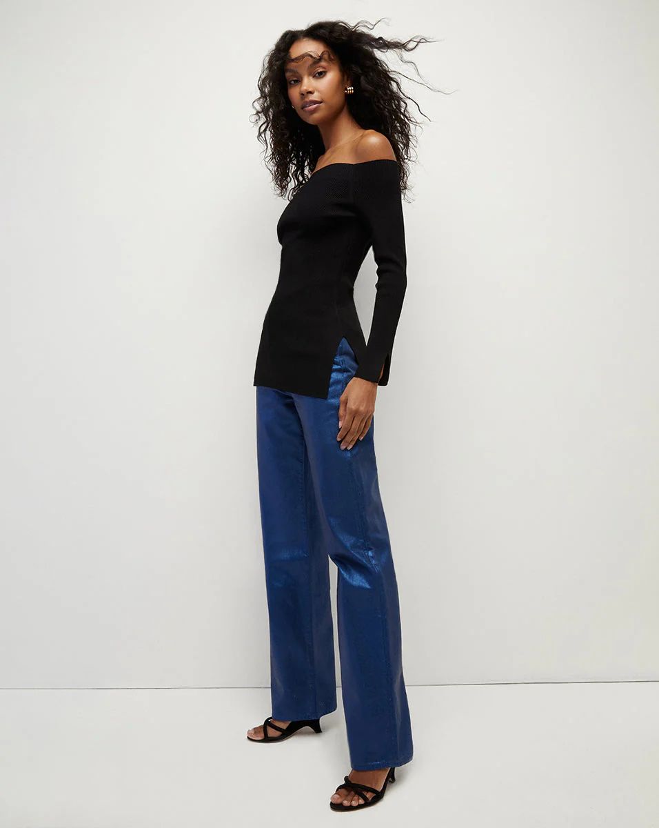 Derick Ribbed Off-the-Shoulder Pullover Top | Veronica Beard | Veronica Beard