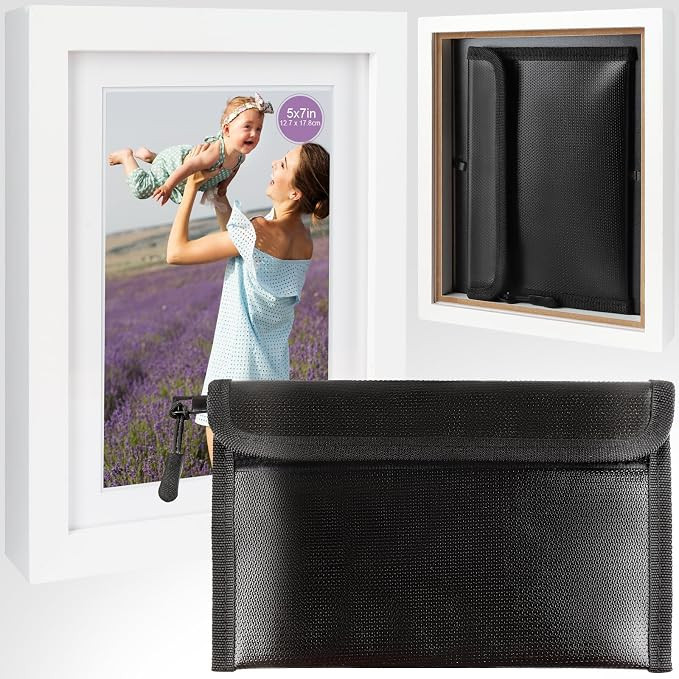 Photo Picture Frame Diversion Safe with Money Bag, 5"x7" Hidden Secret Safe Hide Hiding Safe Stor... | Amazon (US)