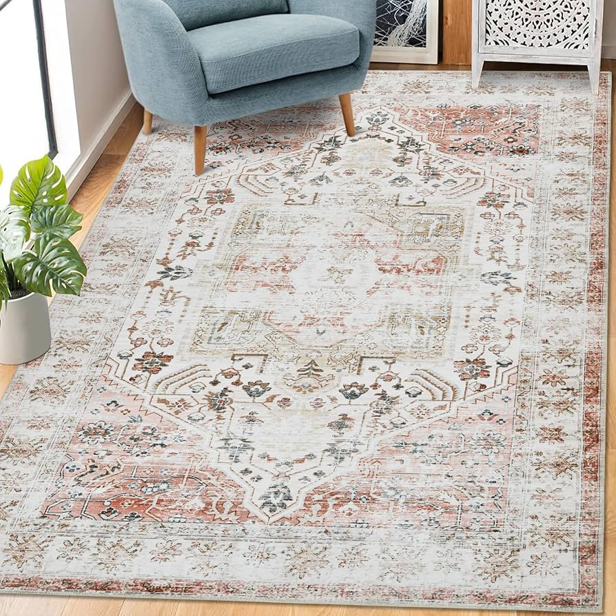 Area Rug 5x7 Vintage Rug Machine Washable Rug for Bedroom Living Room Indoor Floor Cover Foldable... | Amazon (US)