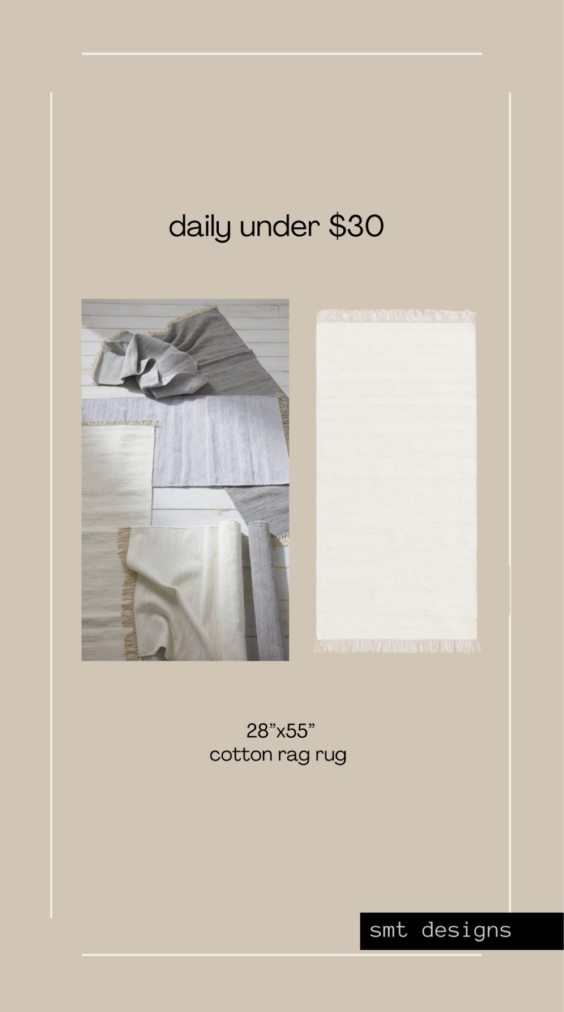 Daily under $30

Cotton rag rug, fringe runner, rug runner, neutral area rug

#LTKFind #LTKhome #LTKunder50