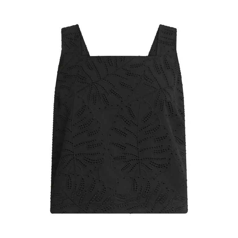 Time and Tru Women's and Women's Plus Eyelet Leaf Pattern Cotton Tank Top, XS-4X | Walmart (US)