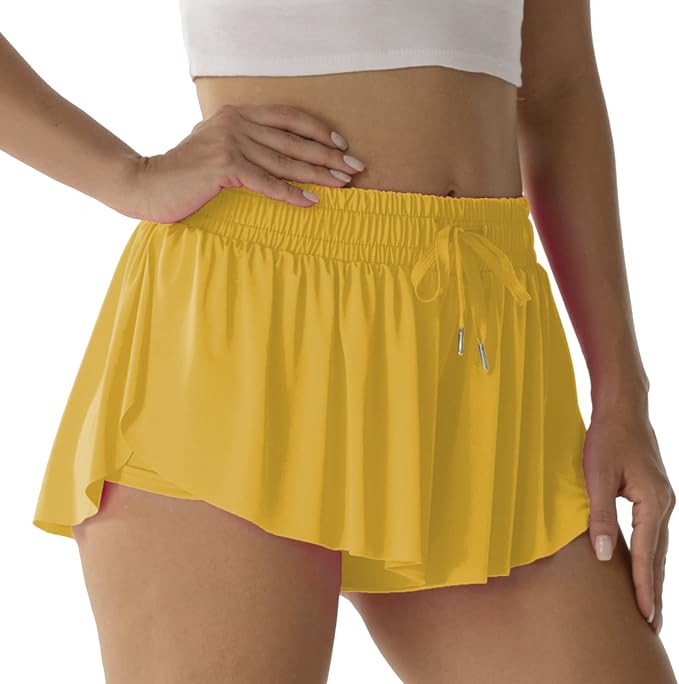 Flowy Athletic Shorts for Women Running Tennis Butterfly Shorts Girls 2-in-1 Double Layer Quick-D... | Amazon (US)