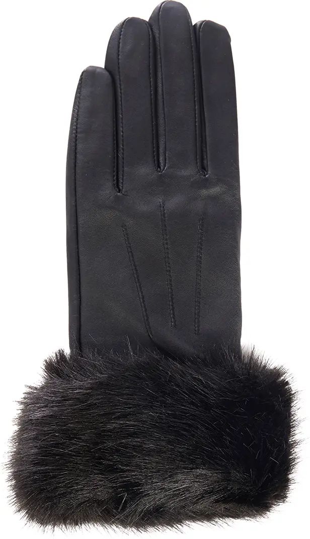 Faux Fur Trim Leather Gloves | Nordstrom