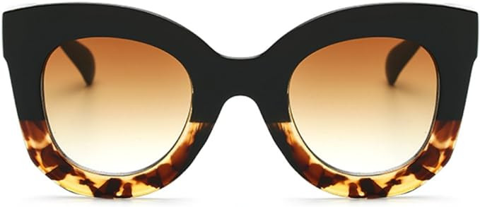 Butterfly Sunglasses Semi Cat Eye Glasses Plastic Frame Clear Gradient Lenses | Amazon (US)