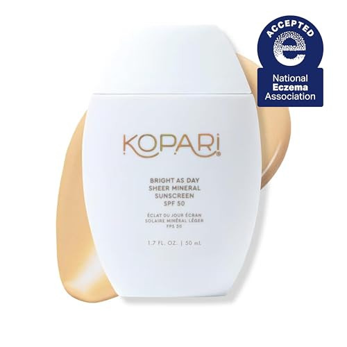 Kopari Bright as Day Sheer Mineral Sunscreen SPF 50, 100% Mineral Facial Sunscreen with Vitamin C & Niacinamide, Sheer Finish, All Skin Tones, 1.7 oz | Amazon (US)