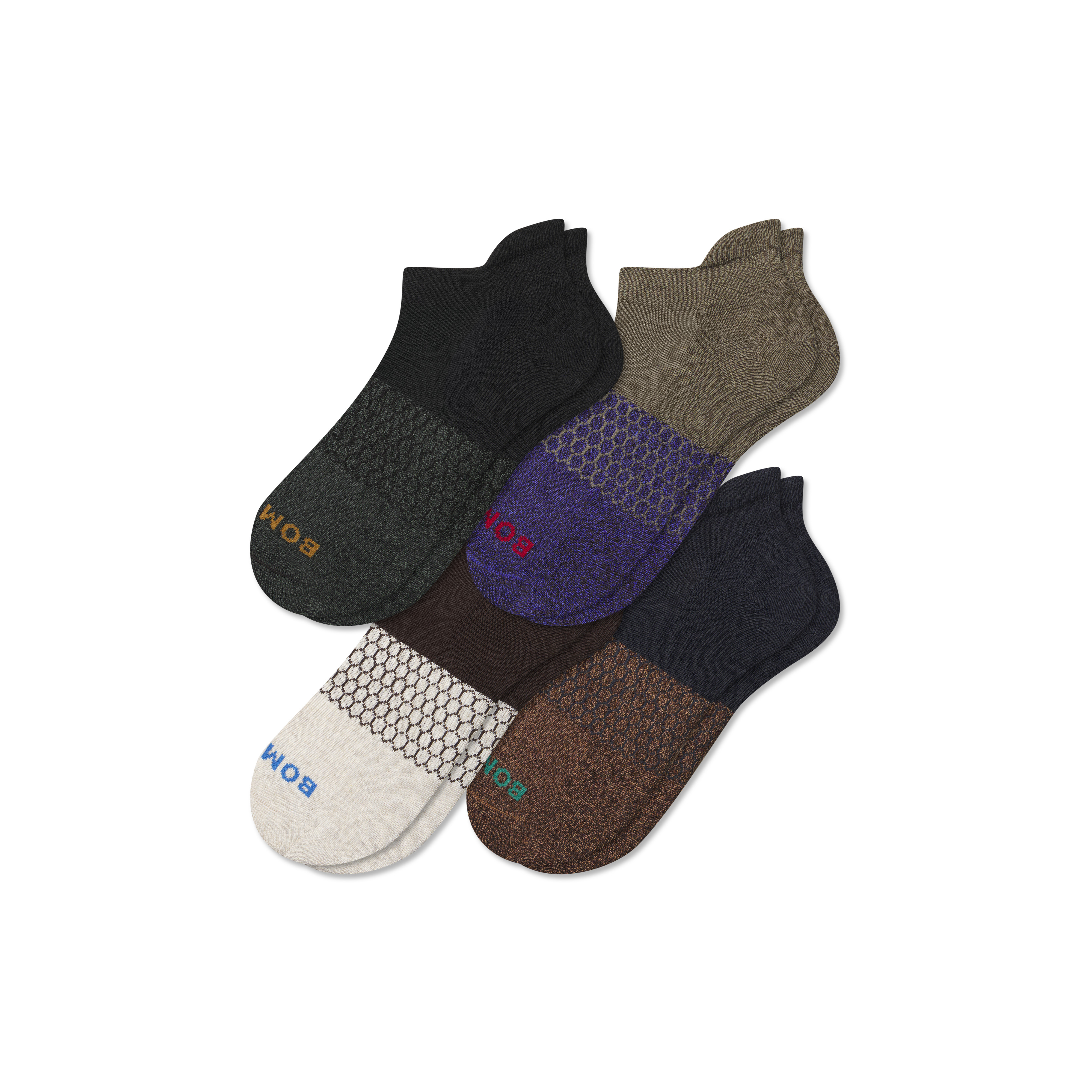 Men's Marl Ankle Sock 4-Pack - Espresso Navy Mix - Medium - Cotton Blend - Bombas | Bombas