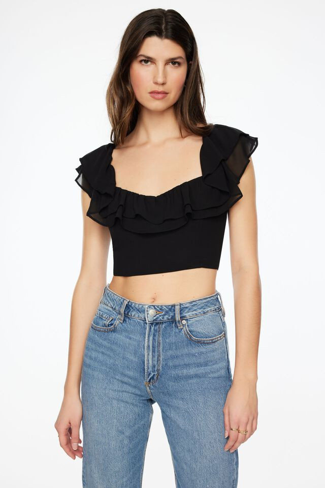 Rosalia Short Sleeve Ruffle Top | Dynamite Clothing