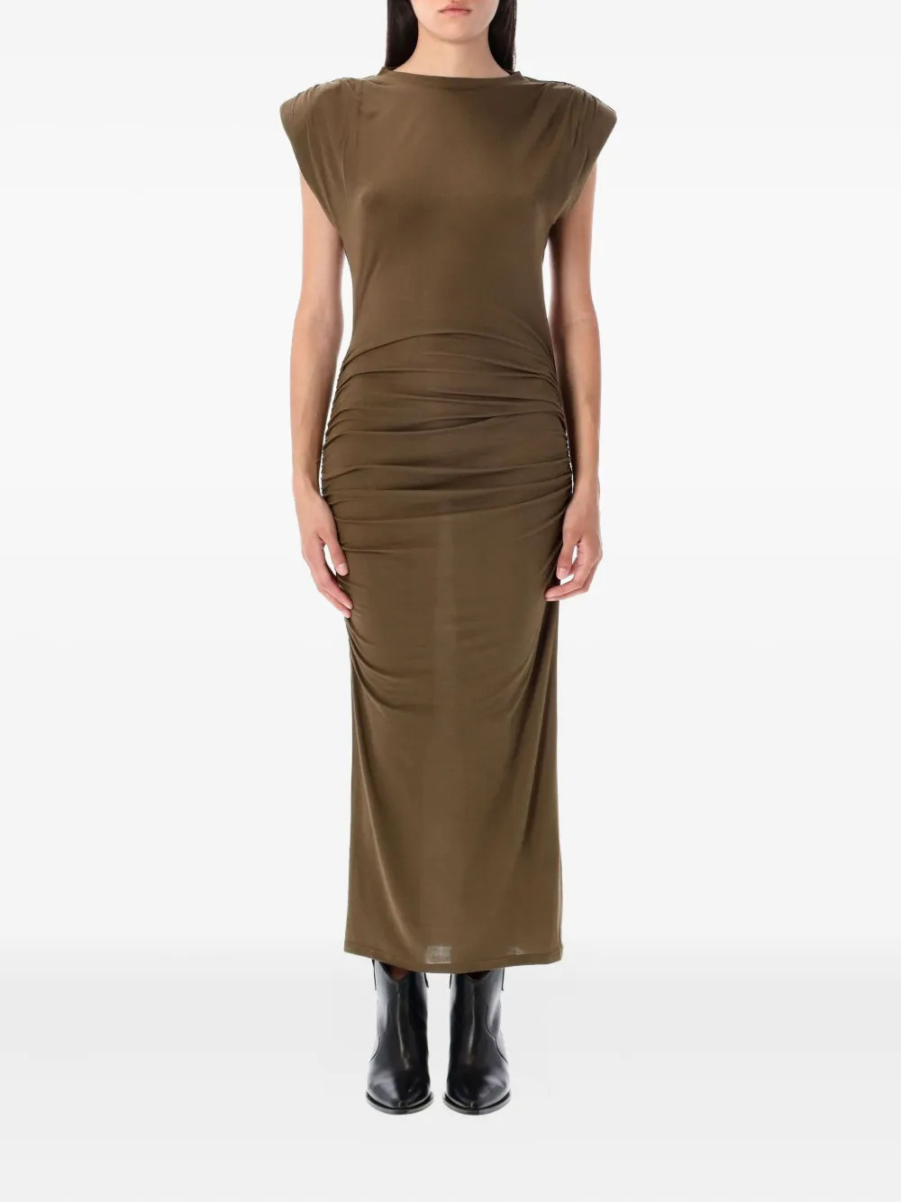 padded-shoulder midi dress | Farfetch Global