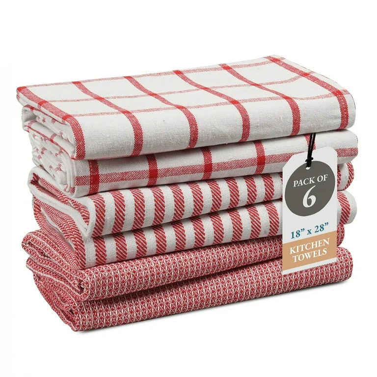Kitchen Towels Set - Pack of 6 Cotton Dish Towels for Drying Dishes, 18”x 28”, Kitchen Hand T... | Walmart (US)