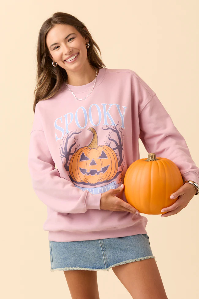 Spooky Social Club Mauve Graphic Sweatshirt | Pink Lily