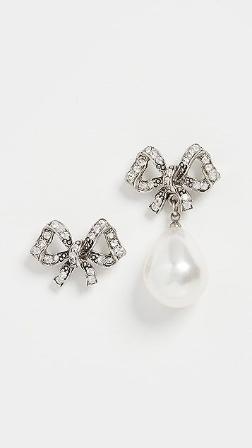 Mismatch Antique Silver Crystal Bow Earrings | Shopbop