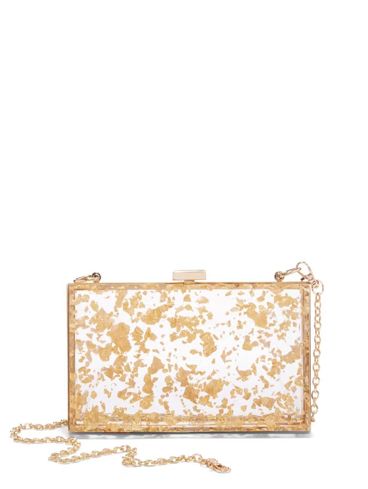 Gold-Flake Clear Clutch Bag - Urban Expressions | New York & Company