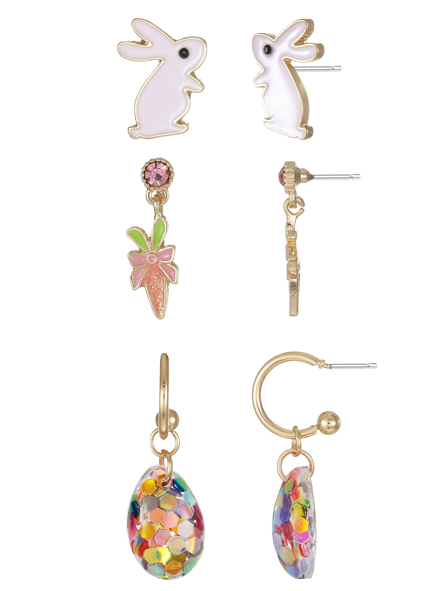 Way to Celebrate Easter Mixed Hoop and Stud Earring Set | Walmart (US)