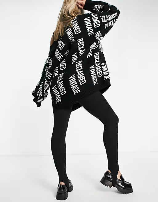 Reclaimed Vintage inspired stirrup leggings in black | ASOS (Global)