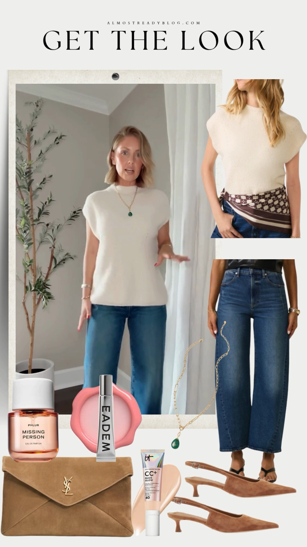 XS sweater / 24 jeans (I sized down one because I am kind of in between sizes right now)

barrel leg jeans, high rise jeans, denim outfit, white tee outfit, casual chic outfit, everyday style, neutral outfit, suede handbag, brown suede bag, pointed toe heels, suede heels, fall transition outfit, early fall style, elevated basics, casual fall outfit, women’s denim, get the look, everyday outfit ideas, neutral accessories, polished casual style

#LTKootd #LTKOver40