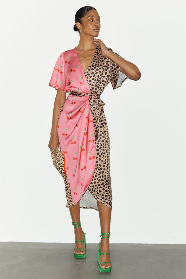 Cherry And Leopard Wrap Dress | Never Fully Dressed US