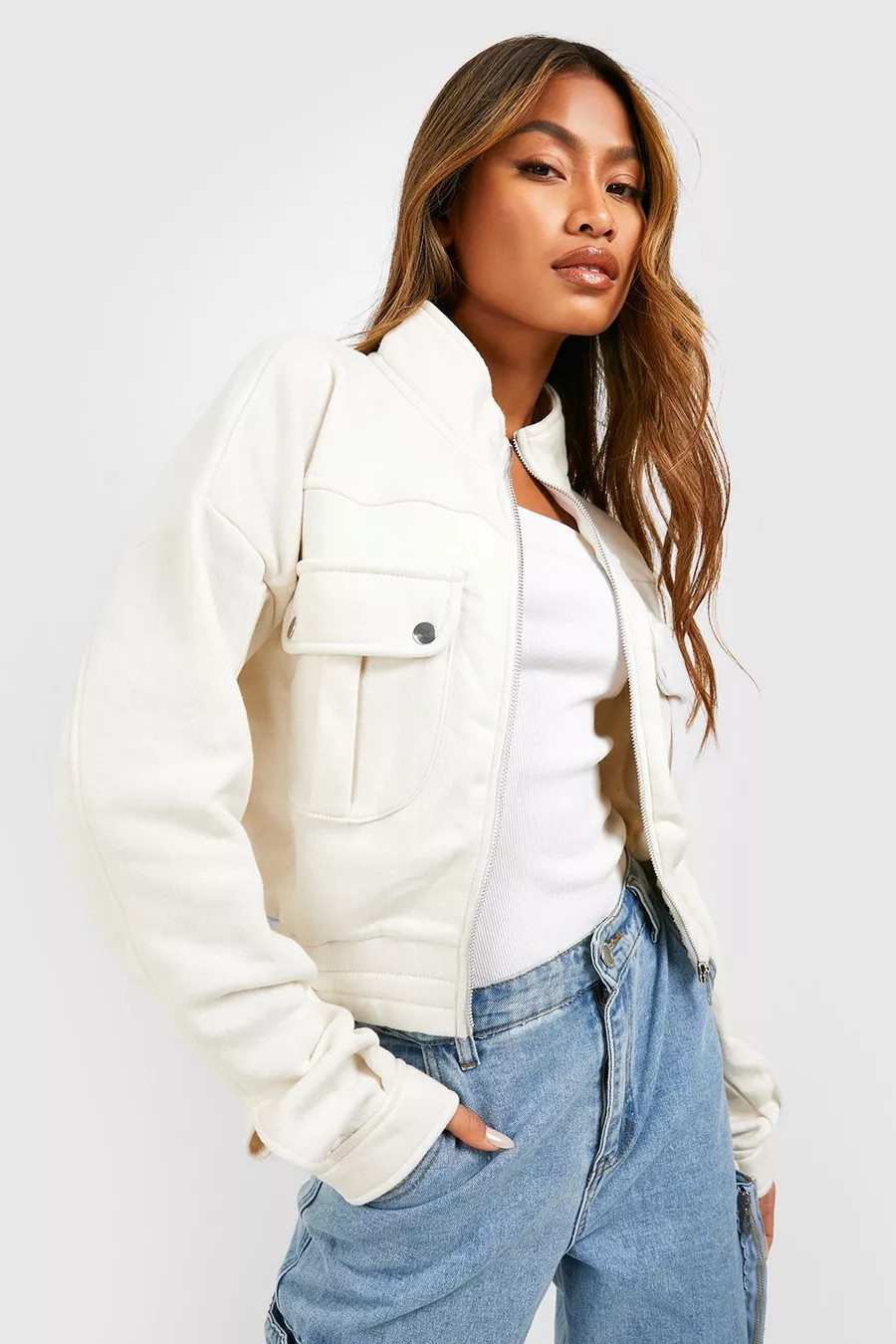 Pocket Detail Bomber Jacket | Boohoo.com (UK & IE)