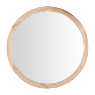 Medium Round Brown Natural Wood Transitional Accent Mirror (24 in. Diameter) | The Home Depot