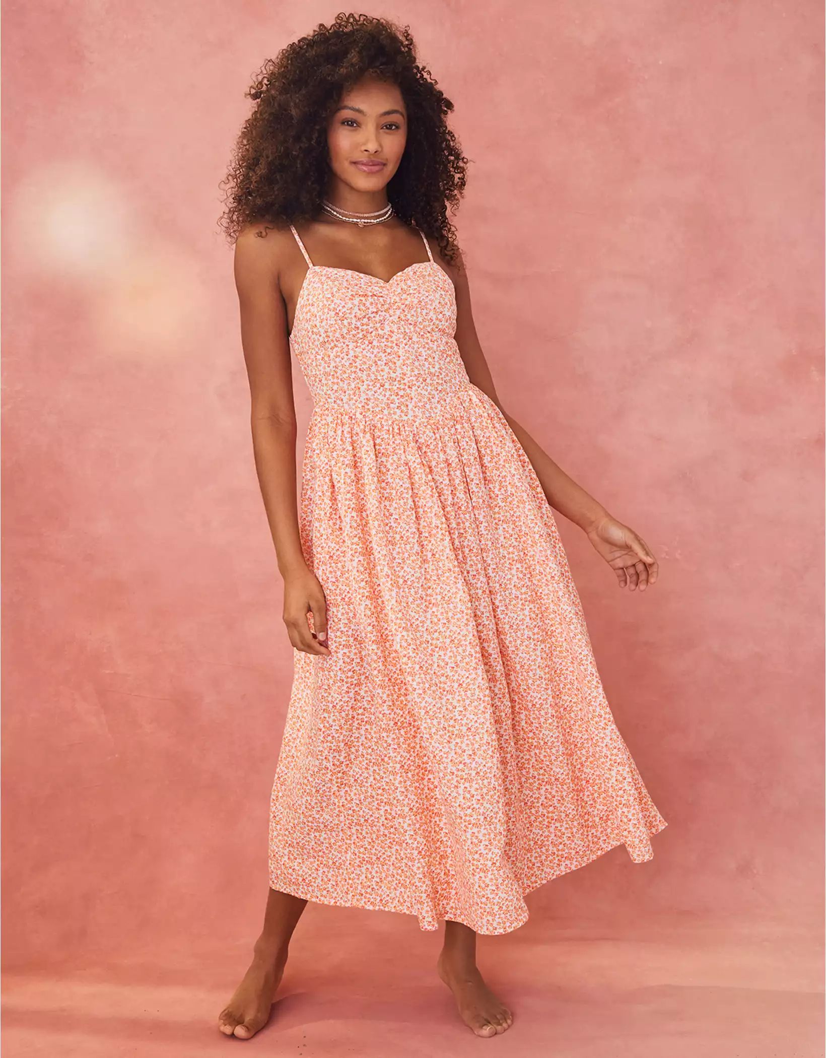 AE Floral Corset Midi Dress | American Eagle Outfitters (US & CA)