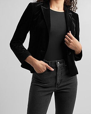 Velvet Peak Lapel One Button Blazer | Express
